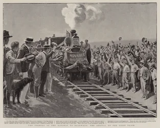 Die Eröffnung der Eisenbahn nach Buluwayo, die Ankunft des ersten Zuges